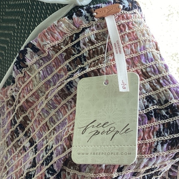 Free People Smocked Puff Sleeve Tie Back Crop Top - Picture 8 of 10